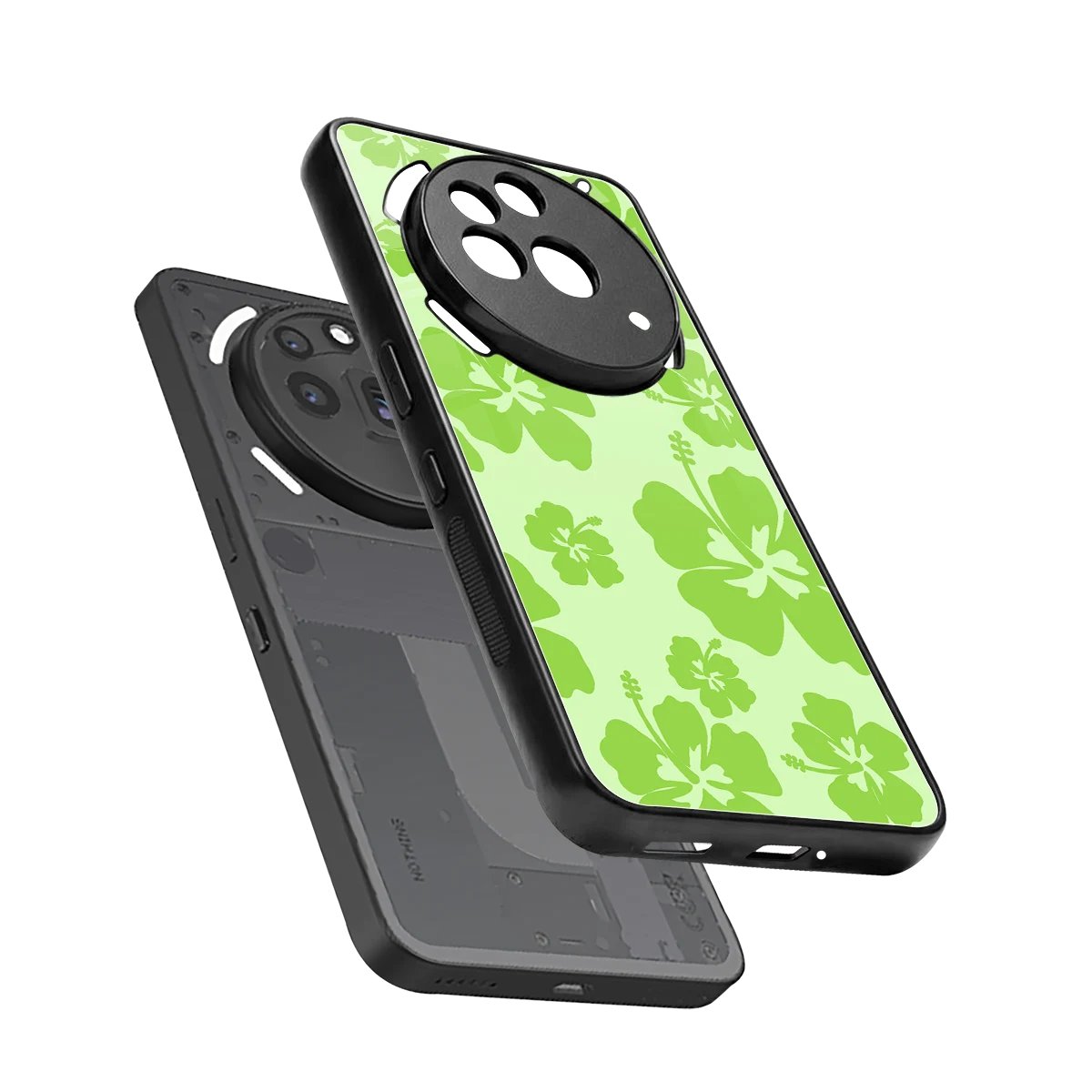 Wildflower Green sleek nothing phone 3a pro cover with tempered glass back and TPU edges