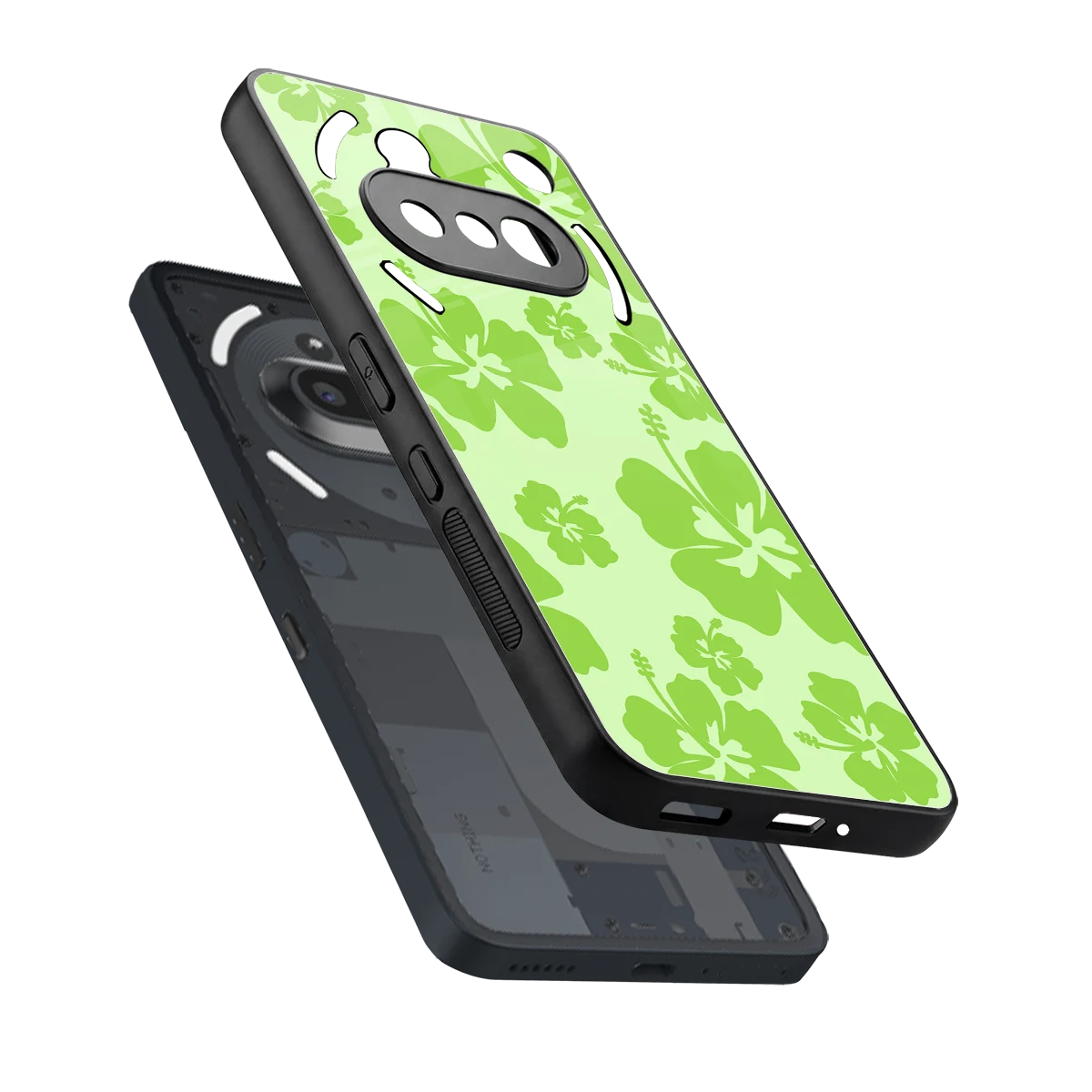 Wildflower Green sleek nothing phone 3a cover with tempered glass back and TPU edges