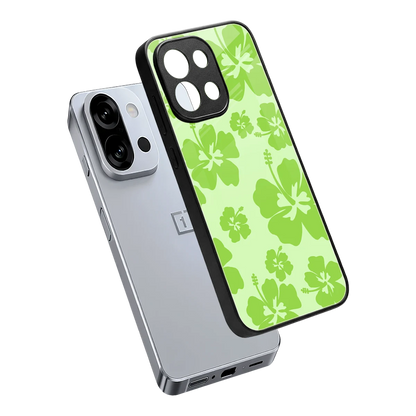 Wildflower Green sleek oneplus 13s cover with tempered glass back and TPU edges