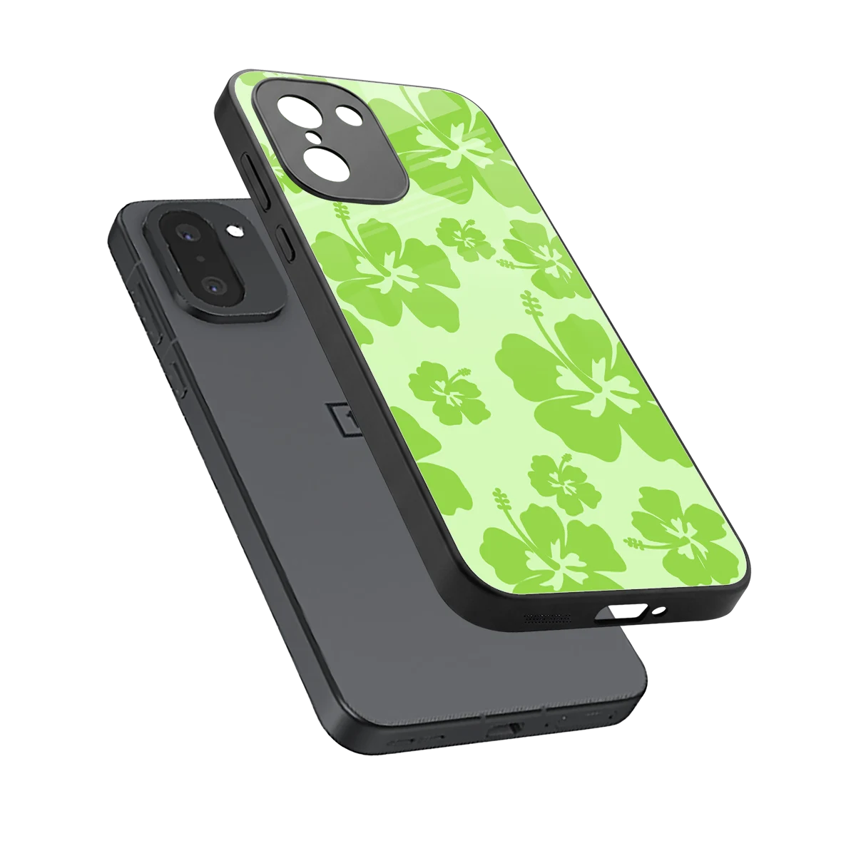 Wildflower Green sleek oneplus 15r cover with tempered glass back and TPU edges