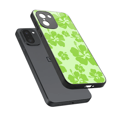 Wildflower Green sleek oneplus 15r cover with tempered glass back and TPU edges