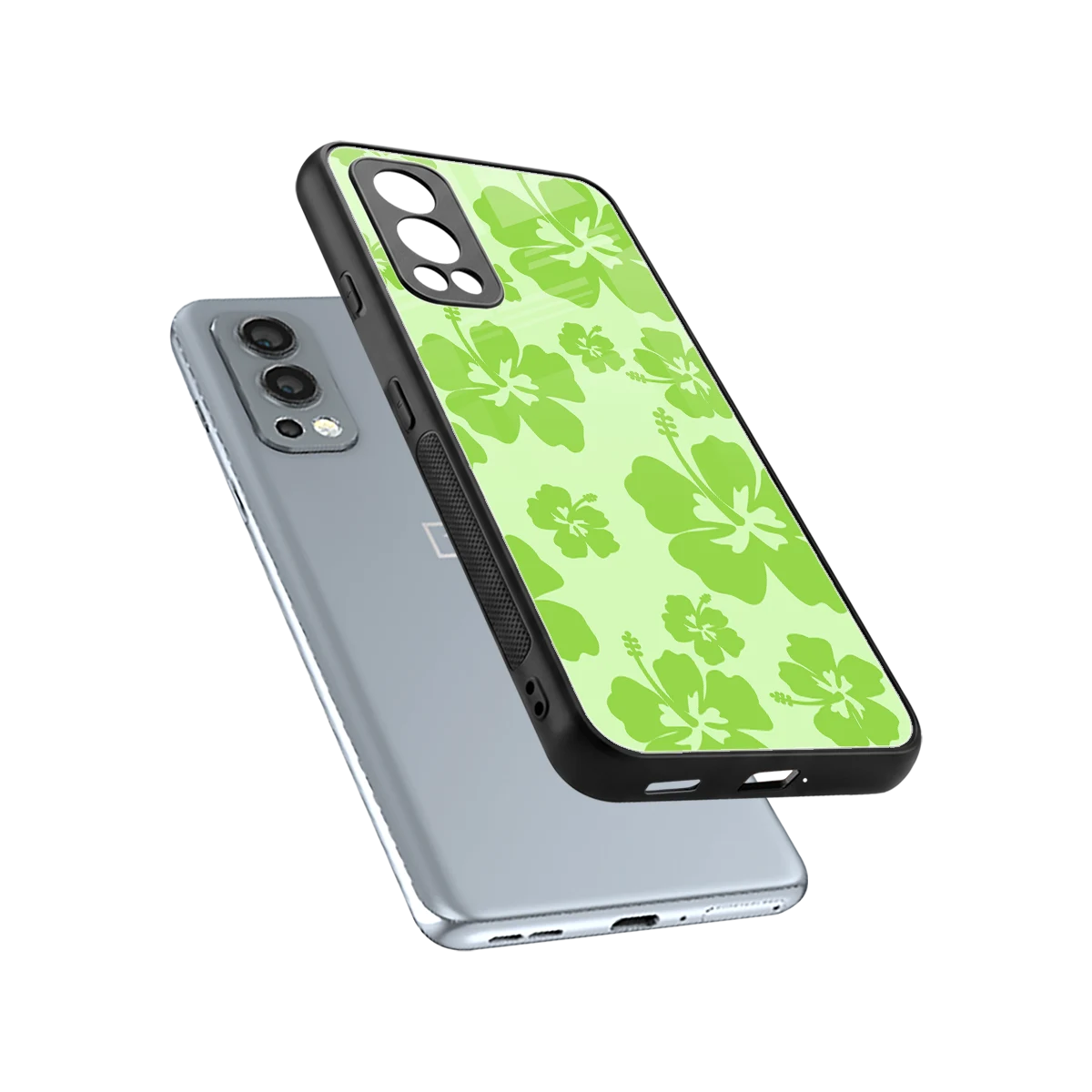 Wildflower Green sleek oneplus nord 2 cover with tempered glass back and TPU edges