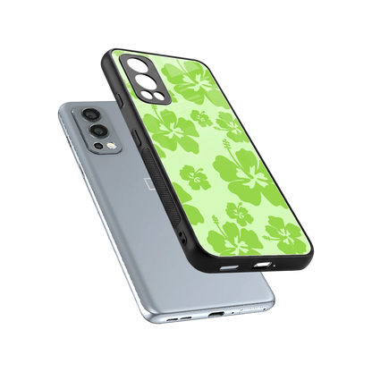 Wildflower Green sleek oneplus nord 2 cover with tempered glass back and TPU edges