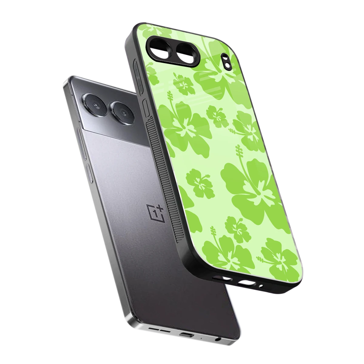 Wildflower Green sleek oneplus nord 4 cover with tempered glass back and TPU edges