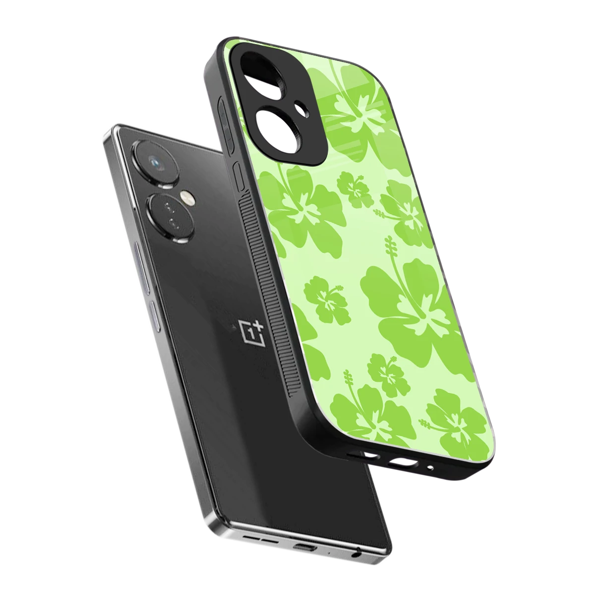 Wildflower Green sleek oneplus nord ce 3 cover with tempered glass back and TPU edges