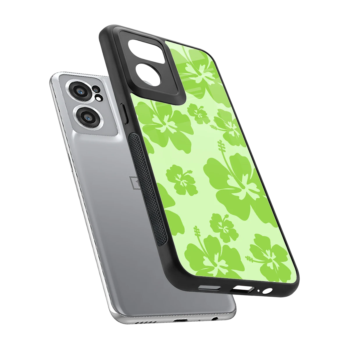 Wildflower Green sleek oneplus nord ce 2 cover with tempered glass back and TPU edges