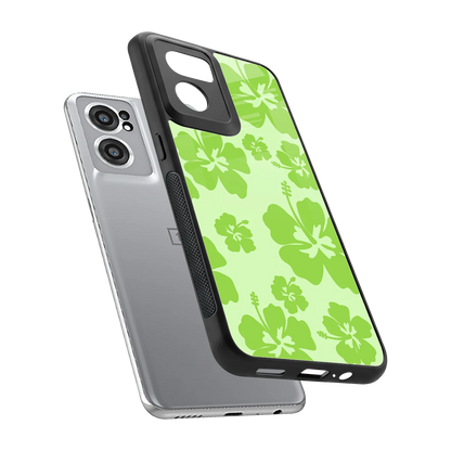 Wildflower Green sleek oneplus nord ce 2 cover with tempered glass back and TPU edges
