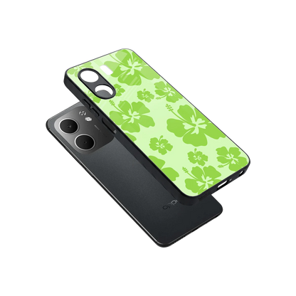 Wildflower Green sleek oppo a5x 5g cover with tempered glass back and TPU edges