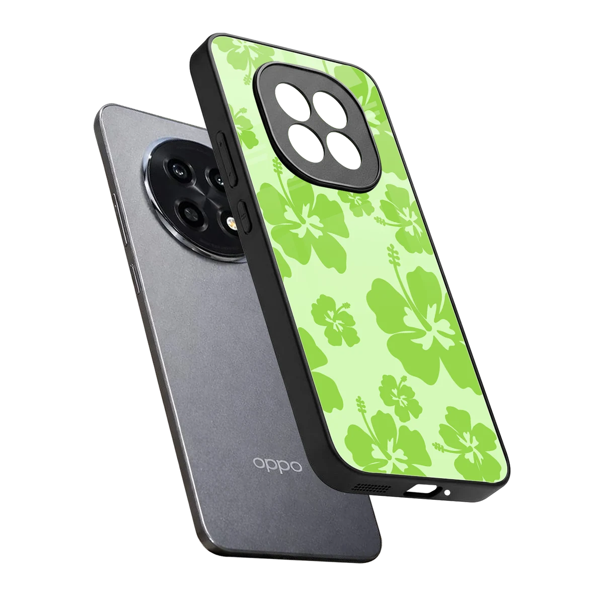 Wildflower Green sleek oppo f29 pro 5g cover with tempered glass back and TPU edges