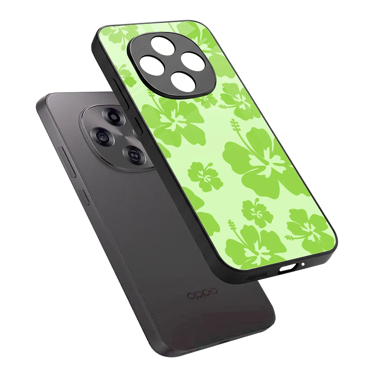 Wildflower Green sleek oppo f31 pro 5g cover with tempered glass back and TPU edges