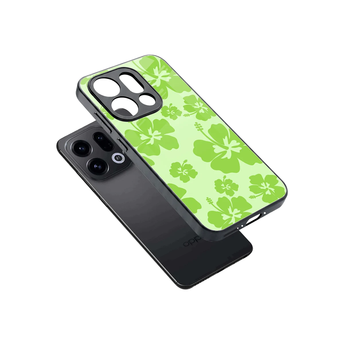 Wildflower Green sleek oppo find x9 cover with tempered glass back and TPU edges