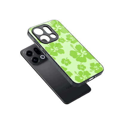 Wildflower Green sleek oppo find x9 cover with tempered glass back and TPU edges