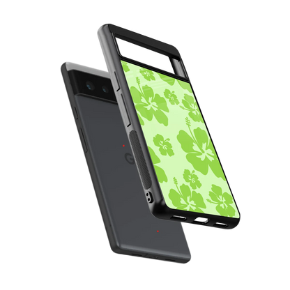 Wildflower Green sleek google pixel 6 cover with tempered glass back and TPU edges