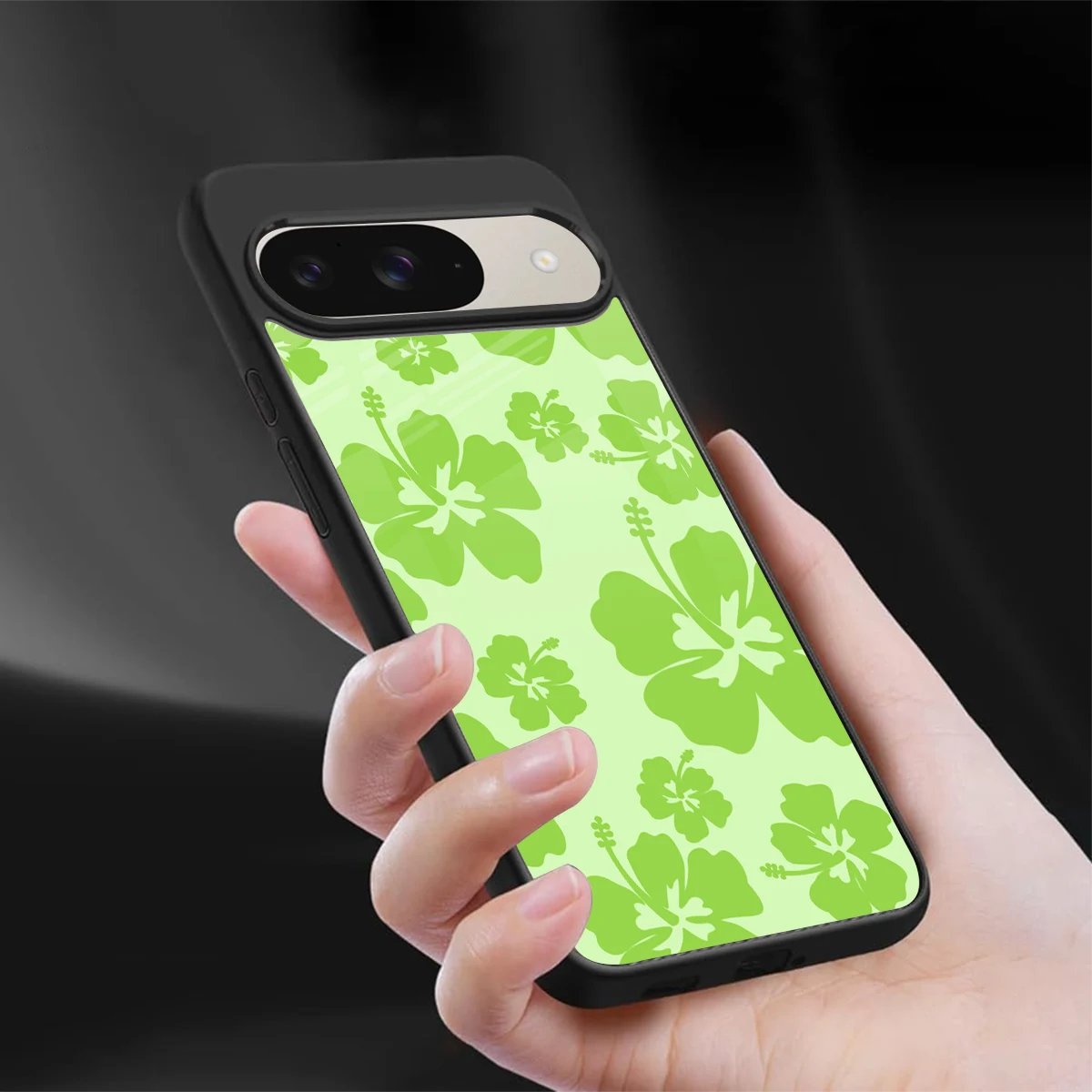 Wildflower Green sleek google pixel 9 cover with tempered glass back and TPU edges