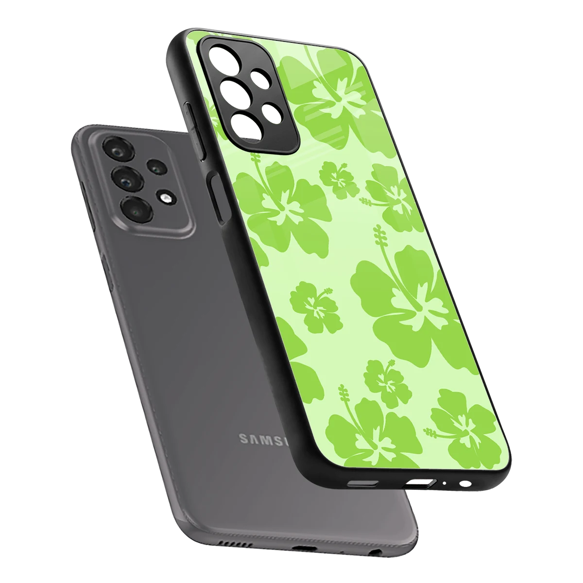 Wildflower Green sleek samsung galaxy a23 cover with tempered glass back and TPU edges
