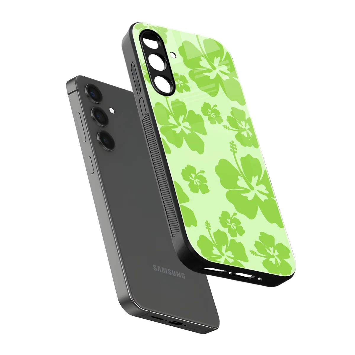 Wildflower Green sleek samsung galaxy a14 5g cover with tempered glass back and TPU edges