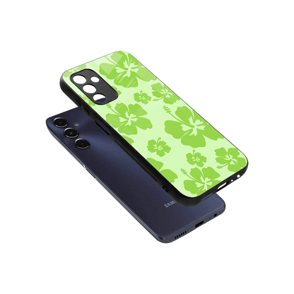 Wildflower Green sleek samsung galaxy m14 5g cover with tempered glass back and TPU edges
