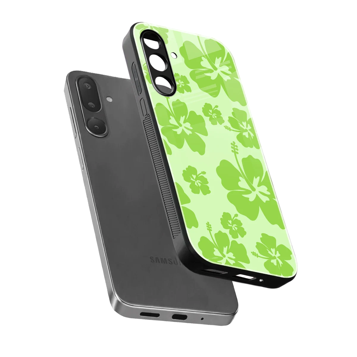 Wildflower Green sleek samsung galaxy m16 5g cover with tempered glass back and TPU edges