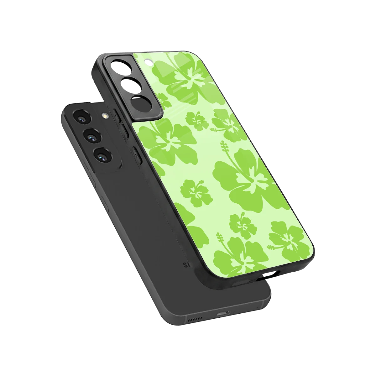 Wildflower Green sleek samsung galaxy s22 cover with tempered glass back and TPU edges