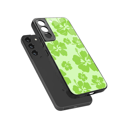 Wildflower Green sleek samsung galaxy s22 cover with tempered glass back and TPU edges