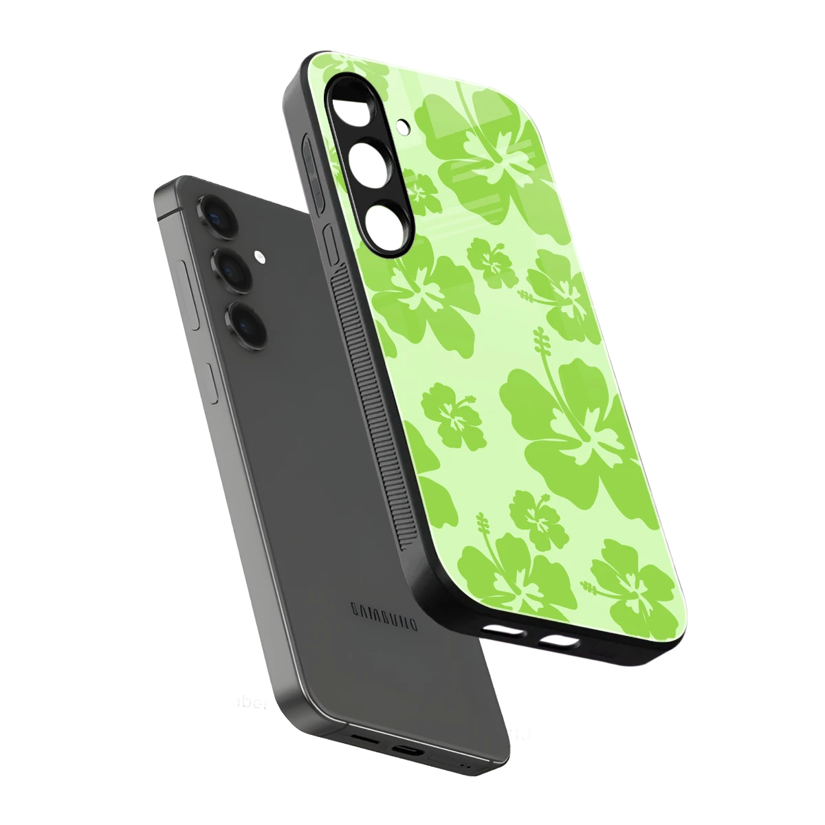 Wildflower Green sleek samsung galaxy s24 cover with tempered glass back and TPU edges