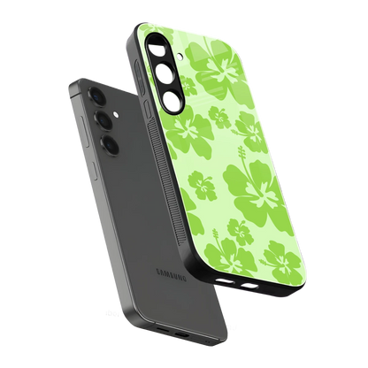 Wildflower Green sleek samsung galaxy s24 cover with tempered glass back and TPU edges
