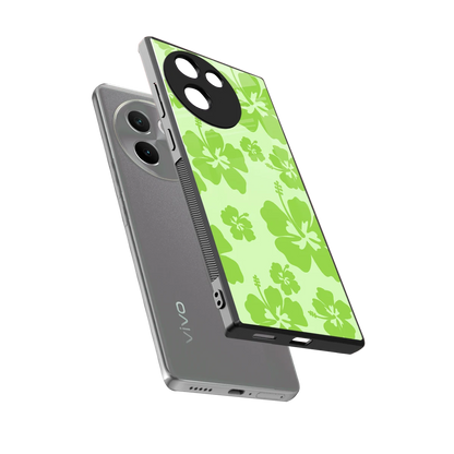 Wildflower Green sleek vivo v30e cover with tempered glass back and TPU edges