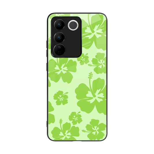 Wildflower Green back phone cover | glass case for vivo v27 5g