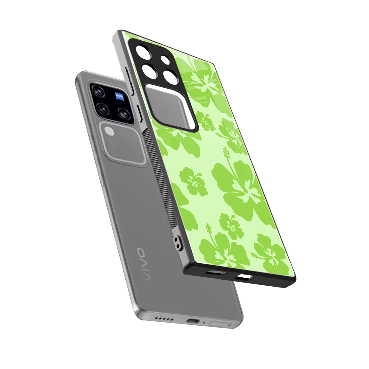 Wildflower Green sleekvivo v30 pro cover with tempered glass back and TPU edges