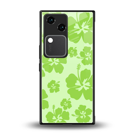 Wildflower Green back phone cover | glass case for vivo v30