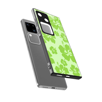 Wildflower Green sleek vivo v30 cover with tempered glass back and TPU edges