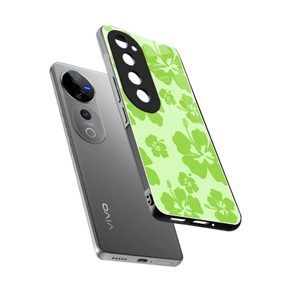 Wildflower Green sleek vivo v40 pro cover with tempered glass back and TPU edges