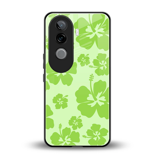 Wildflower Green back phone cover | glass case for vivo v40e