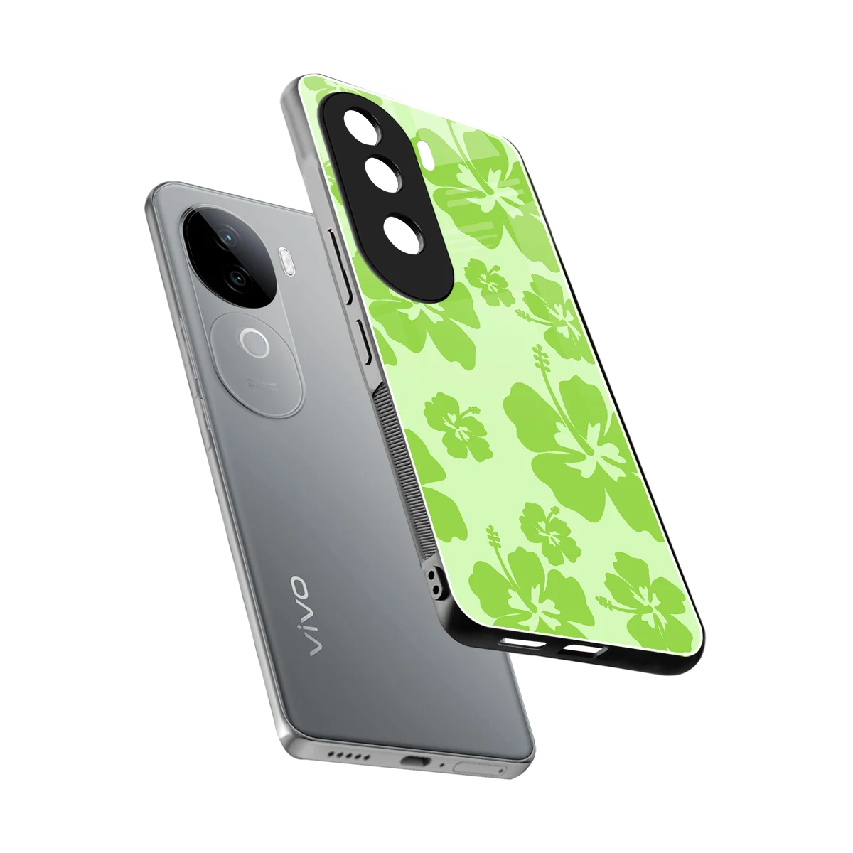 Wildflower Green sleek vivo v40e cover with tempered glass back and TPU edges