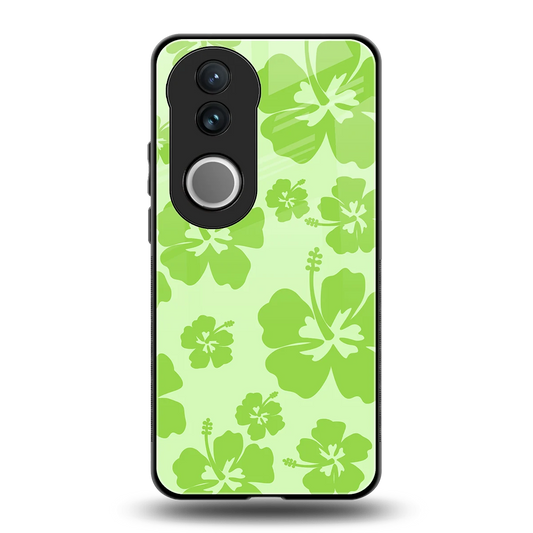 Wildflower Green back phone cover | glass case for vivo v50