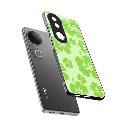 Wildflower Green sleek vivo v50 cover with tempered glass back and TPU edges