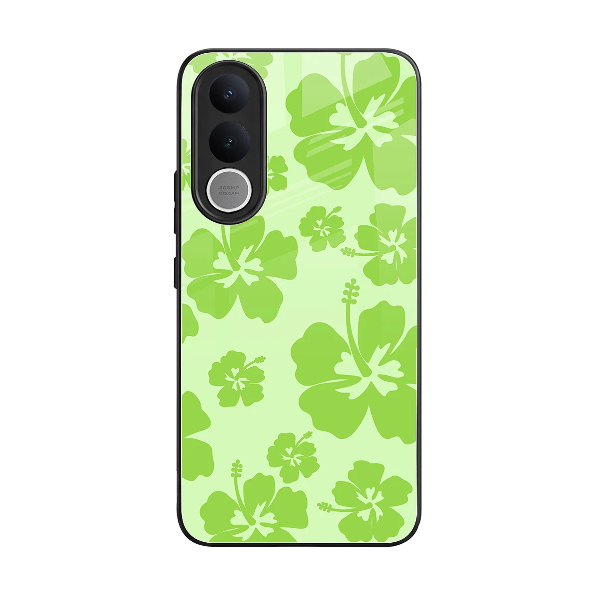 Wildflower Green back phone cover | glass case for vivo v70 fe
