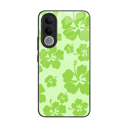 Wildflower Green back phone cover | glass case for vivo v70 fe