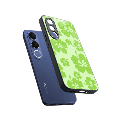 Wildflower Green sleek vivo v70 fe cover with tempered glass back and TPU edges