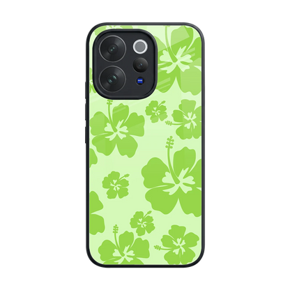 Wildflower Green back phone cover | glass case for vivo v70 elite