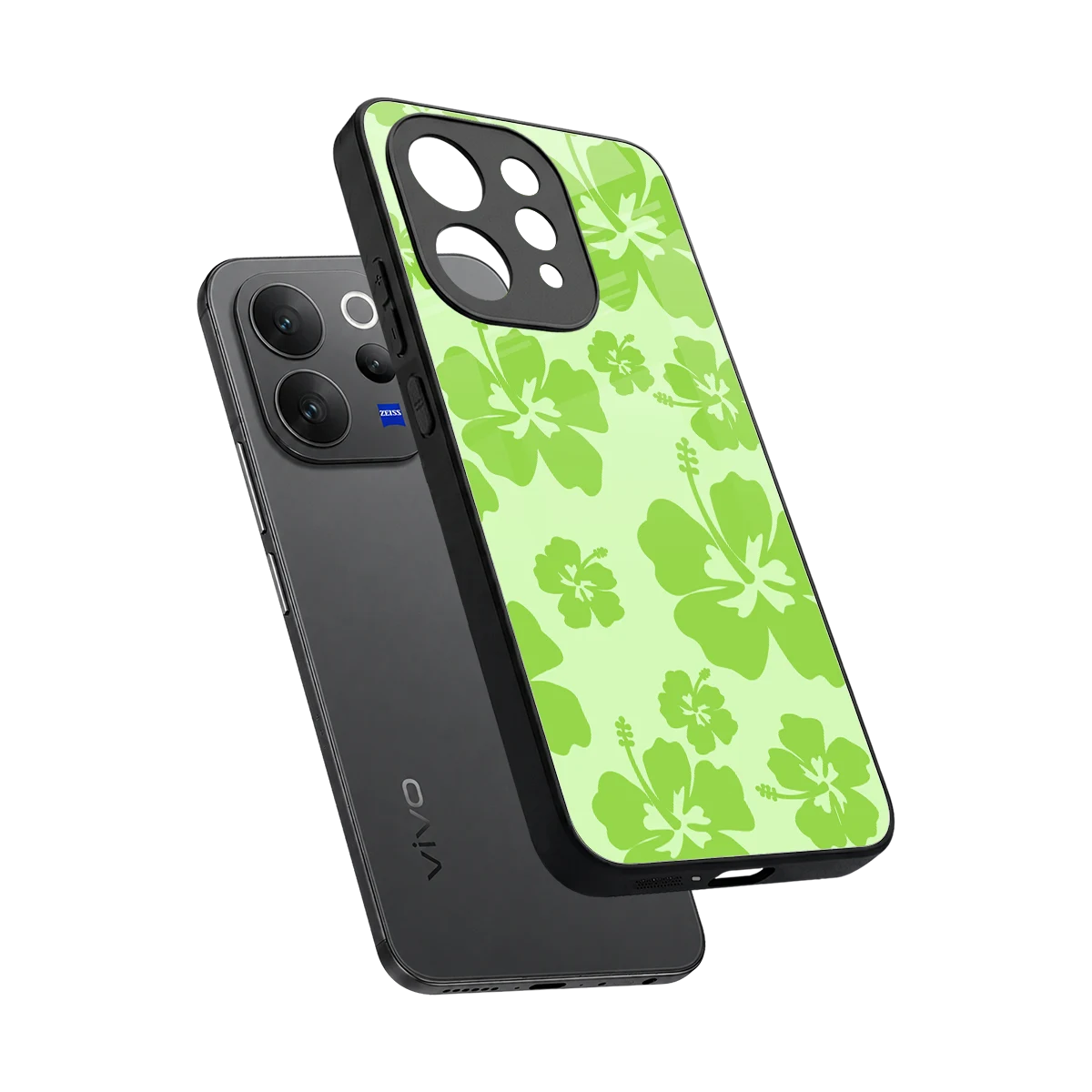 Wildflower Green sleek vivo v70 elite cover with tempered glass back and TPU edges