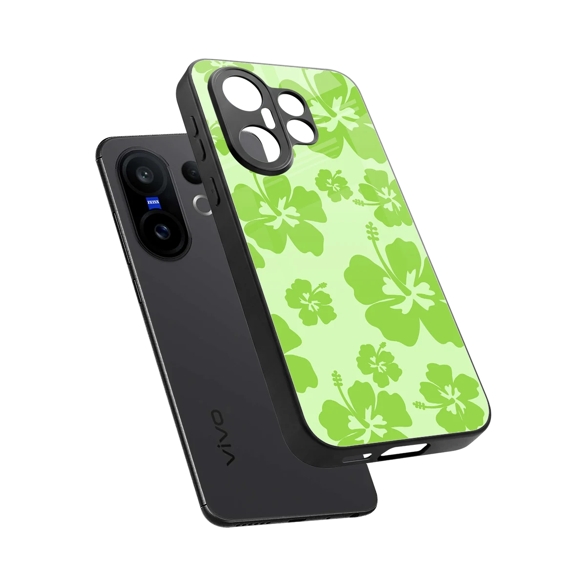 Wildflower Green sleek vivo x200 fe cover with tempered glass back and TPU edges