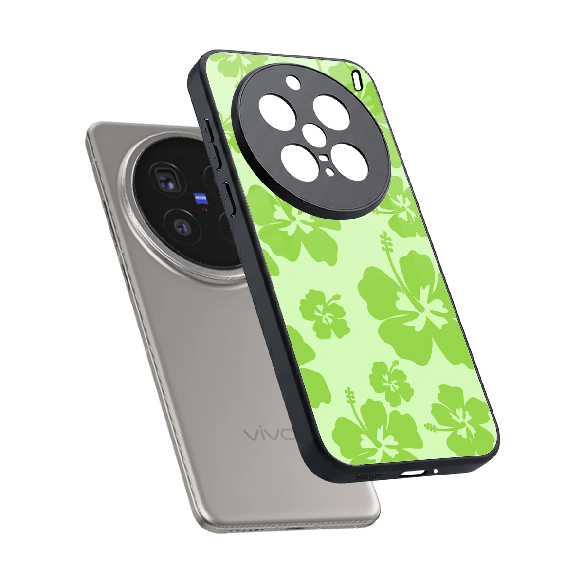 Wildflower Green sleek vivo x200 pro cover with tempered glass back and TPU edges