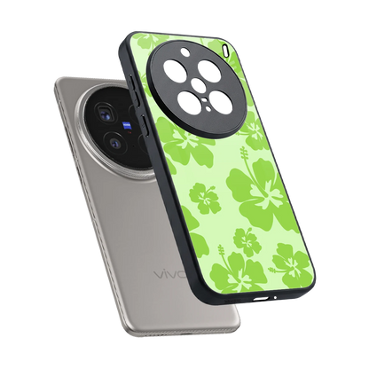 Wildflower Green sleek vivo x200 pro cover with tempered glass back and TPU edges
