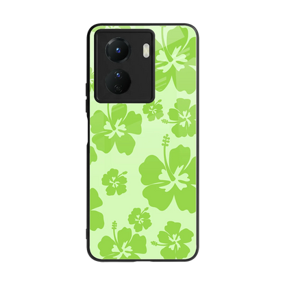 Wildflower Green back phone cover | glass case for vivo y16
