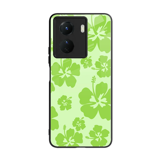 Wildflower Green back phone cover | glass case for vivo y16