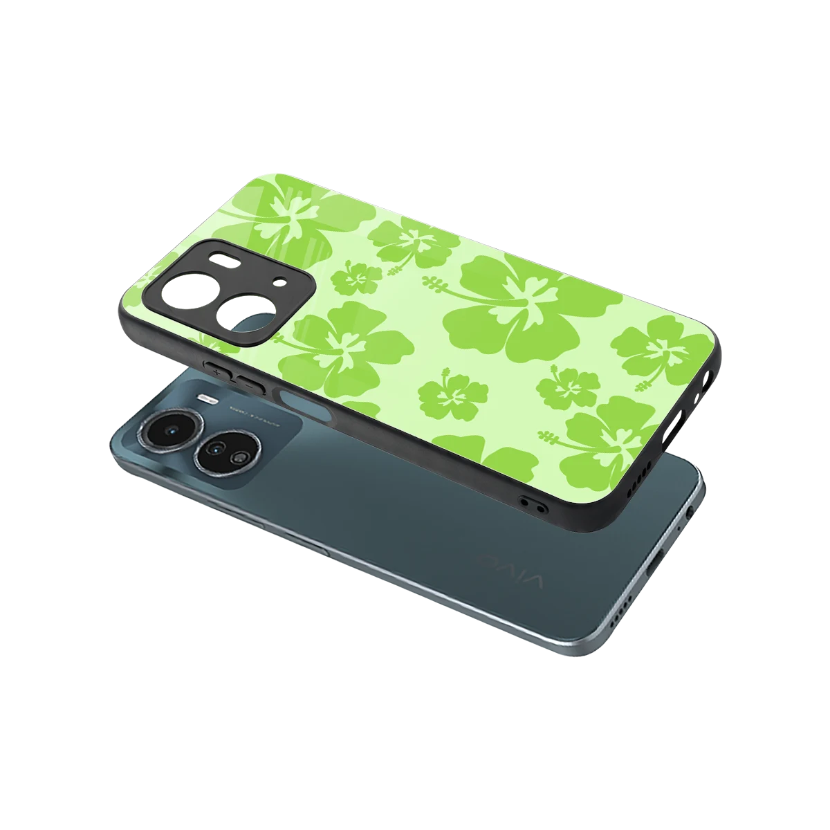 Wildflower Green sleek vivo y16 cover with tempered glass back and TPU edges