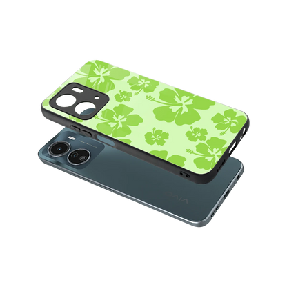 Wildflower Green sleek vivo y16 cover with tempered glass back and TPU edges