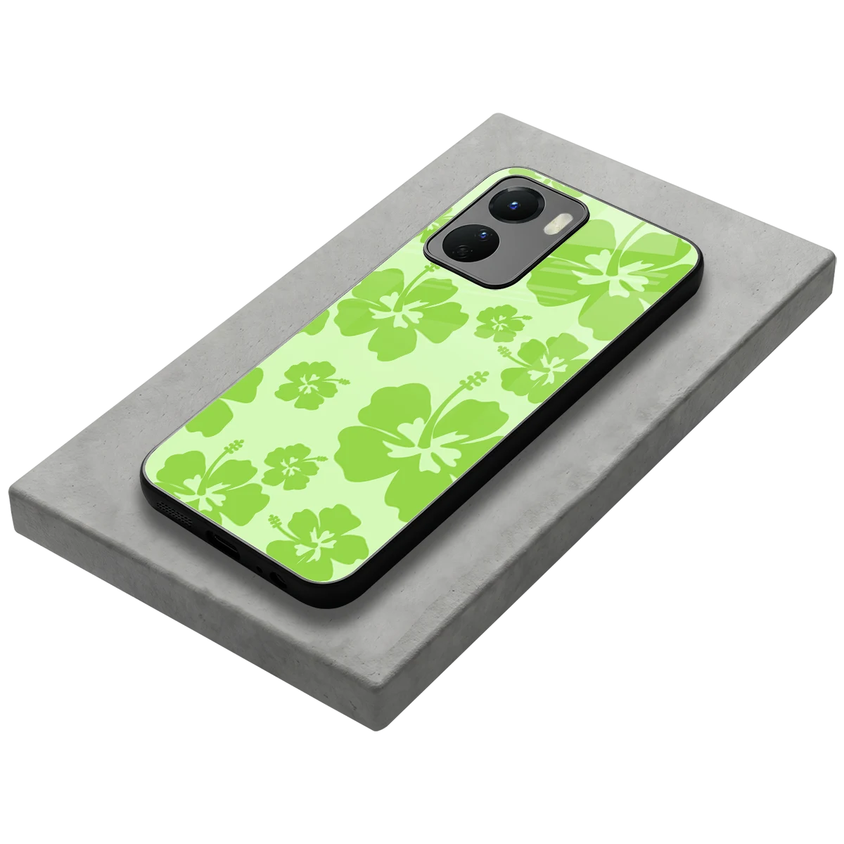 Wildflower Green stylish phone case for vivo y16 | glossy glass and slim fit