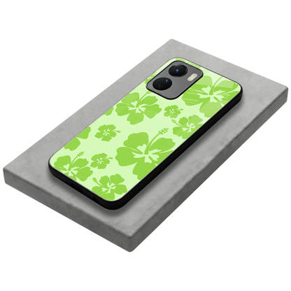Wildflower Green stylish phone case for vivo y16 | glossy glass and slim fit